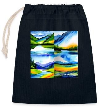 Sanfte Horizonte - Nachhaltige Kollektion - Verschließbarer Geschenkbeutel aus Baumwolle (25x30cm) - Navy - Vorne