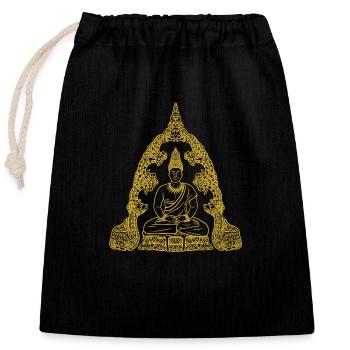 Buddha gold - Verschließbarer Geschenkbeutel aus Baumwolle (25x30cm) - Schwarz - Vorne