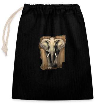 Éléphant - Sac cadeau en coton avec cordon (25 x 30 cm) - noir - Devant