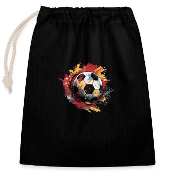 Fussball Ball - Verschließbarer Geschenkbeutel aus Baumwolle (25x30cm) - Schwarz - Vorne