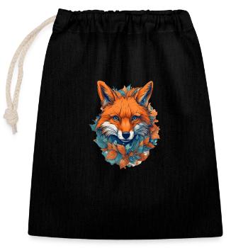 Fox - Closable cotton gift bag (25x30cm) - black - Front