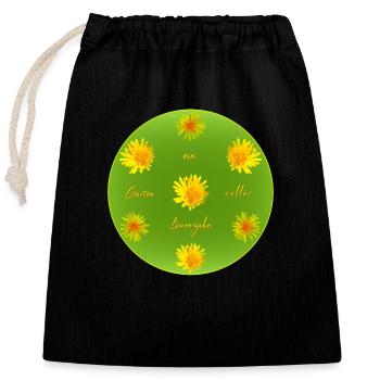 Garten Löwenzahn - Verschließbarer Geschenkbeutel aus Baumwolle (25x30cm) - Schwarz - Vorne