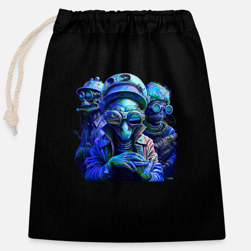 Mafia martienne - Sac cadeau en coton avec cordon (25 x 30 cm) - noir