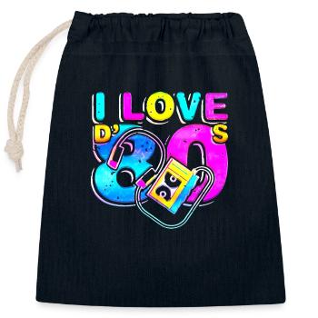 80s retro vintage funny 70s nostalgia music love - Closable cotton gift bag (25x30cm) - navy - Front
