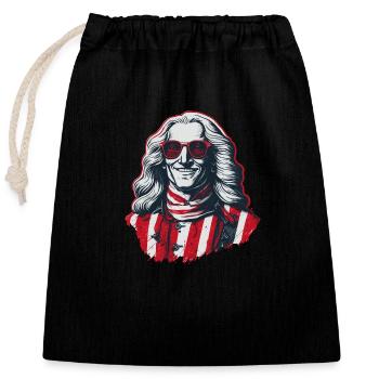 Patriotic Pride U.S. George Washington Men Woman - Closable cotton gift bag (25x30cm) - black - Front