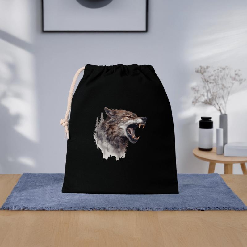 Wolf Wolf Head Scratch Marks Claws Wild Forest Hunter Sac cadeau en coton avec cordon (25 x 30 cm)
