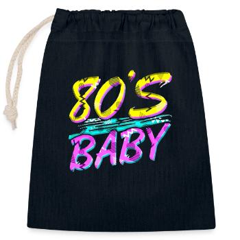 80s retro vintage funny 70s nostalgia music love - Closable cotton gift bag (25x30cm) - navy - Front