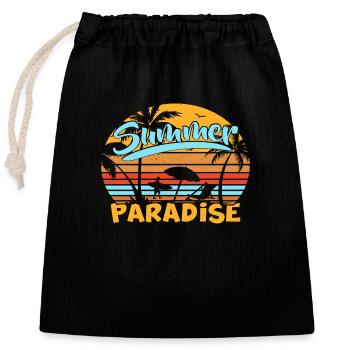 Summer Paradise - Verschließbarer Geschenkbeutel aus Baumwolle (25x30cm) - Schwarz - Vorne