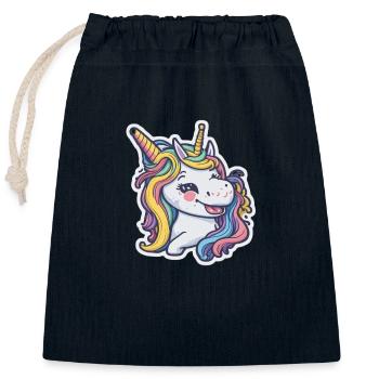 Unicorn Rainbow Einhorn Comic Cartoon - Verschließbarer Geschenkbeutel aus Baumwolle (25x30cm) - Navy - Vorne