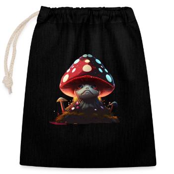 mad mushroom - Verschließbarer Geschenkbeutel aus Baumwolle (25x30cm) - Schwarz - Vorne