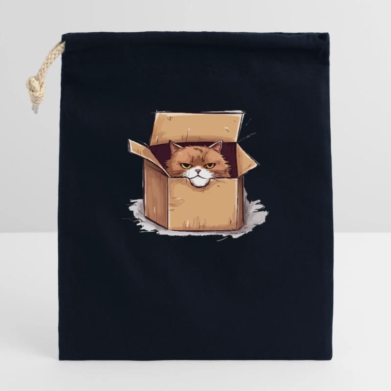 Cat grumpy grumpy grumpy sits in the box Closable cotton gift bag (25x30cm)