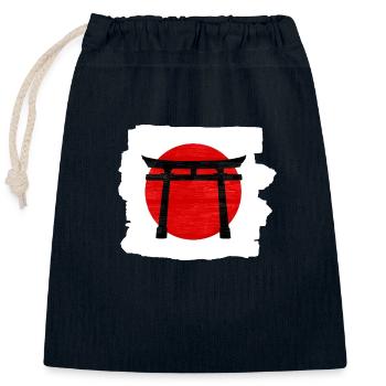 Schwarzes Torii-Tor auf der Roten Sonne: Symbolisch und markant - Verschließbarer Geschenkbeutel aus Baumwolle (25x30cm) - Navy - Vorne