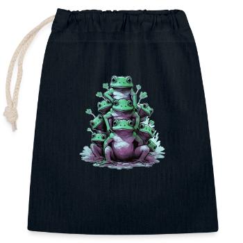 Drôles de grenouilles - Sac cadeau en coton avec cordon (25 x 30 cm) - bleu marine - Devant