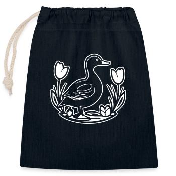 Ente Vögel Enten - Verschließbarer Geschenkbeutel aus Baumwolle (25x30cm) - Navy - Vorne