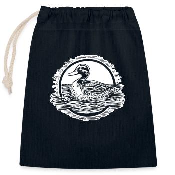 Ente Vögel Enten - Verschließbarer Geschenkbeutel aus Baumwolle (25x30cm) - Navy - Vorne