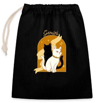 Gemini Zodiac Sign Cat - Verschließbarer Geschenkbeutel aus Baumwolle (25x30cm) - Schwarz - Vorne