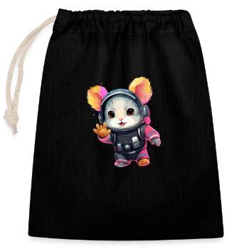 StarChilla | Chinchilla pour garçons filles femmes - Sac cadeau en coton avec cordon (25 x 30 cm) - noir - Devant