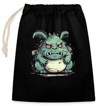 Zaki the streum - Closable cotton gift bag (25x30cm) - black - Front