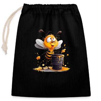 Les abeilles grignotent du miel - Sac cadeau en coton avec cordon (25 x 30 cm) - noir - Devant
