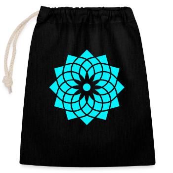 heilige geometrie yoga lebensblume neon blau - Verschließbarer Geschenkbeutel aus Baumwolle (25x30cm) - Schwarz - Vorne