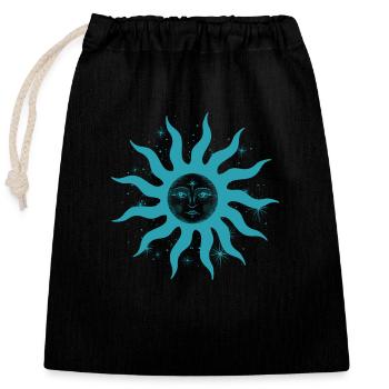 Soleil visage yoga forme simple symbole été - Sac cadeau en coton avec cordon (25 x 30 cm) - noir - Devant