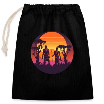 Synthwave chasseurs africains - Sac cadeau en coton avec cordon (25 x 30 cm) - noir - Devant