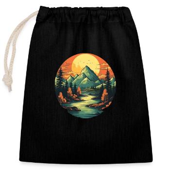 Landscape - Closable cotton gift bag (25x30cm) - black - Front
