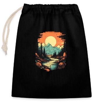 Landscape - Closable cotton gift bag (25x30cm) - black - Front
