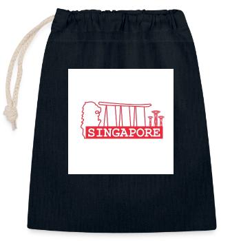 Singapur - Verschließbarer Geschenkbeutel aus Baumwolle (25x30cm) - Navy - Vorne