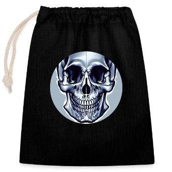 Crâne gris - Résumé - Sac cadeau en coton avec cordon (25 x 30 cm) - noir - Devant