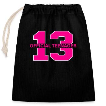 Adolescent officiel 13 - Sac cadeau en coton avec cordon (25 x 30 cm) - noir - Devant