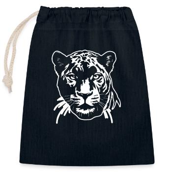Panther Predator Jungle Wildcat - Sac cadeau en coton avec cordon (25 x 30 cm) - bleu marine - Devant