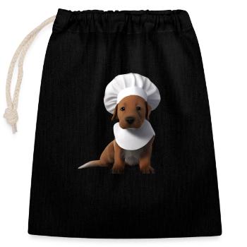 Labrador Retriever Gastronom Hundewelpe Kochen - Verschließbarer Geschenkbeutel aus Baumwolle (25x30cm) - Schwarz - Vorne