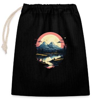 Landscape - Closable cotton gift bag (25x30cm) - black - Front