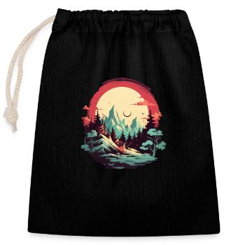 Landscape - Closable cotton gift bag (25x30cm) - black - Front