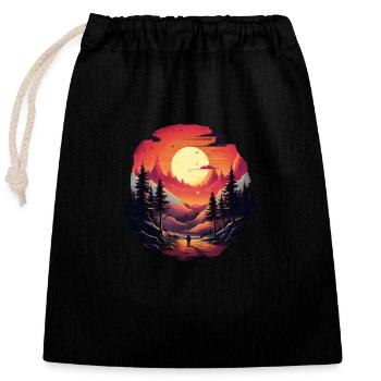Landscape - Closable cotton gift bag (25x30cm) - black - Front