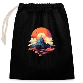 Landscape - Closable cotton gift bag (25x30cm) - black - Front