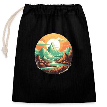 Landscape - Closable cotton gift bag (25x30cm) - black - Front