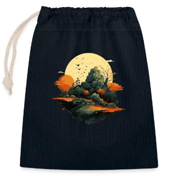 Landscape - Closable cotton gift bag (25x30cm) - navy - Front