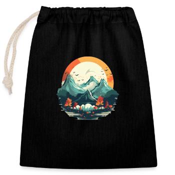 Landscape - Closable cotton gift bag (25x30cm) - black - Front