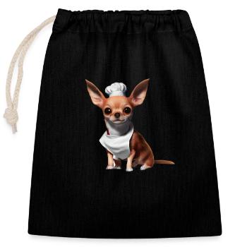 Chihuahua Hund Gastronom Hunde Chihuahuawelpe - Verschließbarer Geschenkbeutel aus Baumwolle (25x30cm) - Schwarz - Vorne