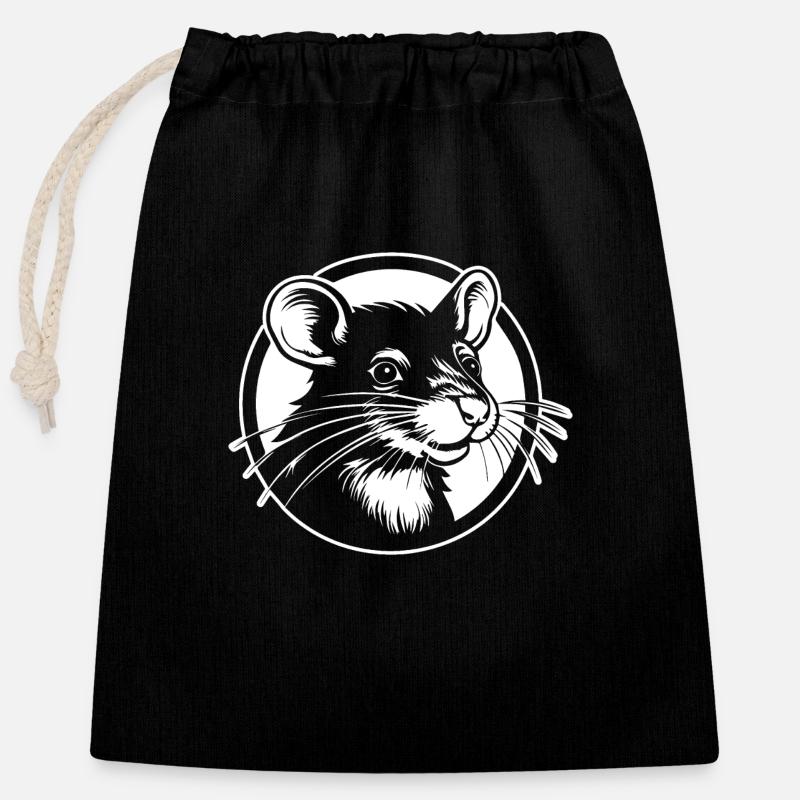 Ratte Maus Nagetier Ratten - Verschließbarer Geschenkbeutel aus Baumwolle (25x30cm) - Schwarz