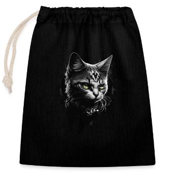 bad cat - Verschließbarer Geschenkbeutel aus Baumwolle (25x30cm) - Schwarz - Vorne
