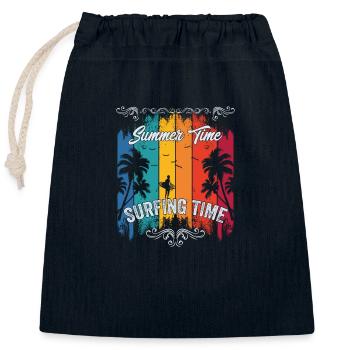 Temps de surf en été - Sac cadeau en coton avec cordon (25 x 30 cm) - bleu marine - Devant