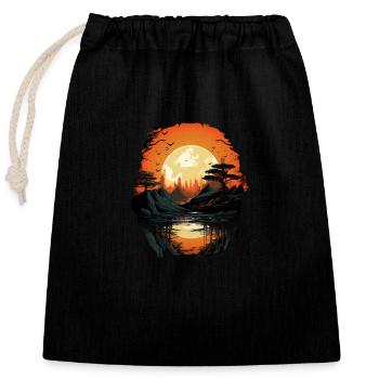 Landscape - Closable cotton gift bag (25x30cm) - black - Front