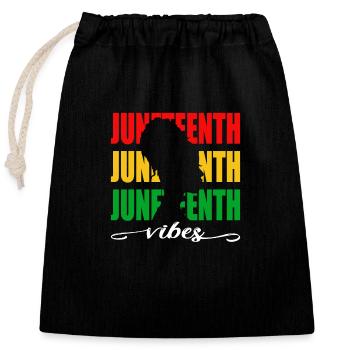 Juneteeth vibes - Closable cotton gift bag (25x30cm) - black - Front