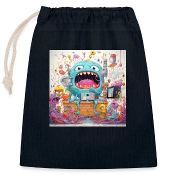 Monster Doodle 3 - Verschließbarer Geschenkbeutel aus Baumwolle (25x30cm) - Navy - Vorne