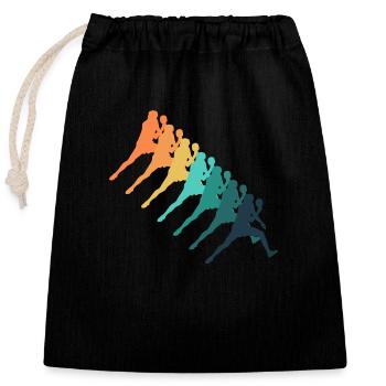 Tennis de table rétro - Sac cadeau en coton avec cordon (25 x 30 cm) - noir - Devant