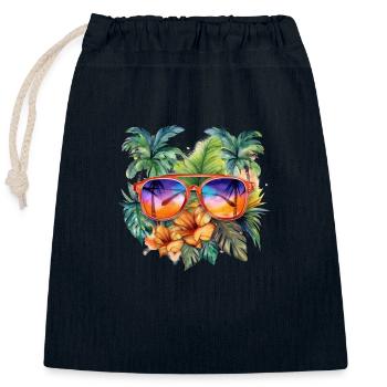 Sunglasse Triopical Summer Sun Beach South Seas - Closable cotton gift bag (25x30cm) - navy - Front