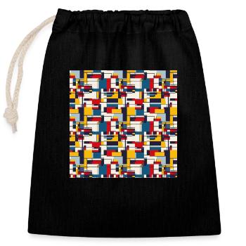 Formes abstraites de motifs répétitifs géométriques sans soudure - Sac cadeau en coton avec cordon (25 x 30 cm) - noir - Devant
